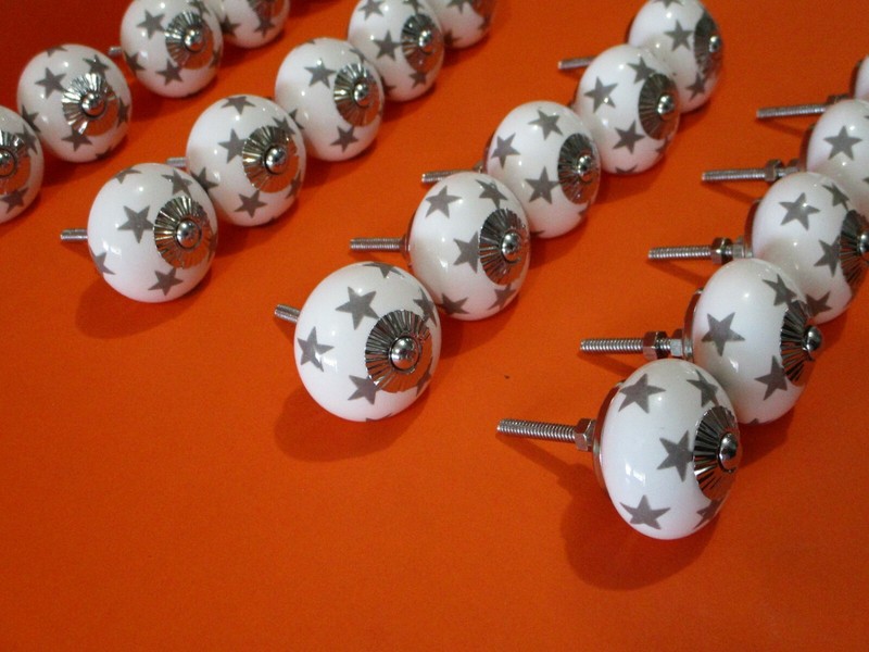 20 Sliver Star Drawer Pulls Knobs Handle Cabinet Dresser Hardware Round USA Pull gallery