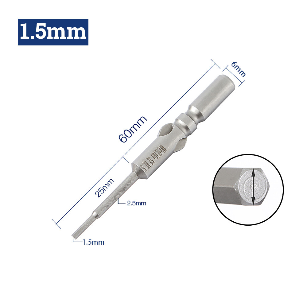 6mm Round Shank Hex Screwdriver Bit Magnetic Allen Key Drive Power Drill H1.5-H6 gallery