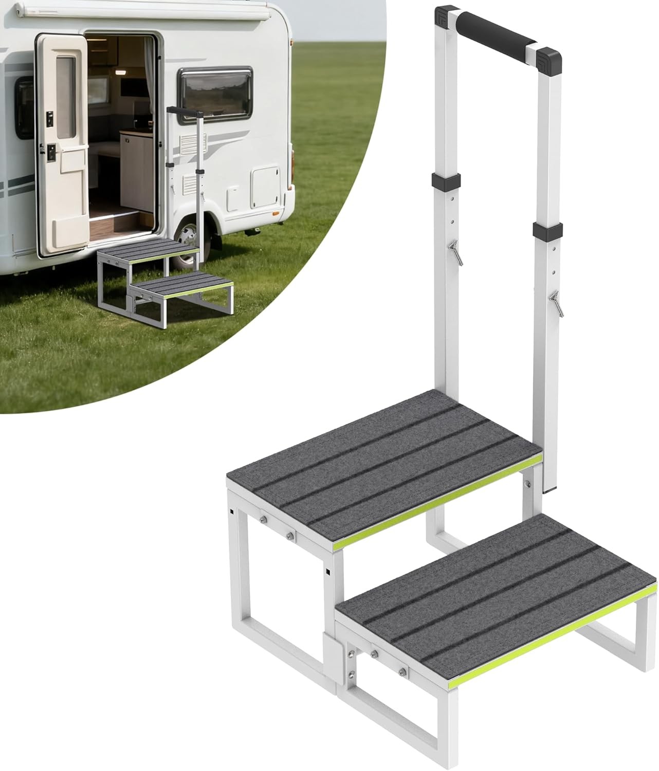 RV Steps with Handrail 26-38 Dual Side Setup Portable gallery
