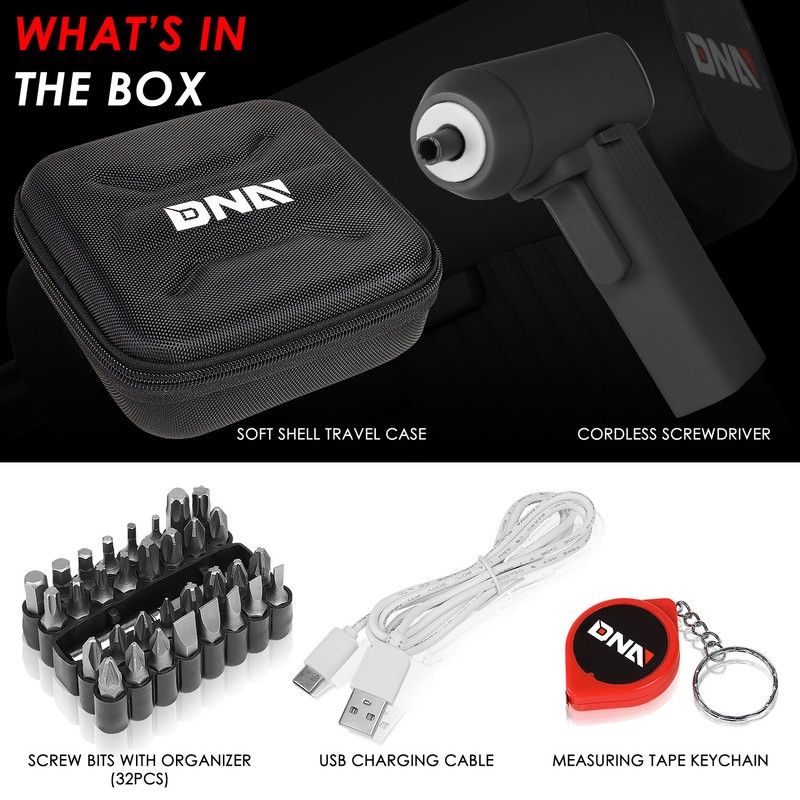 LED Cordless Electric Screwdriver 32Pc Driver Bits Power Tool Kit w/Case Black gallery