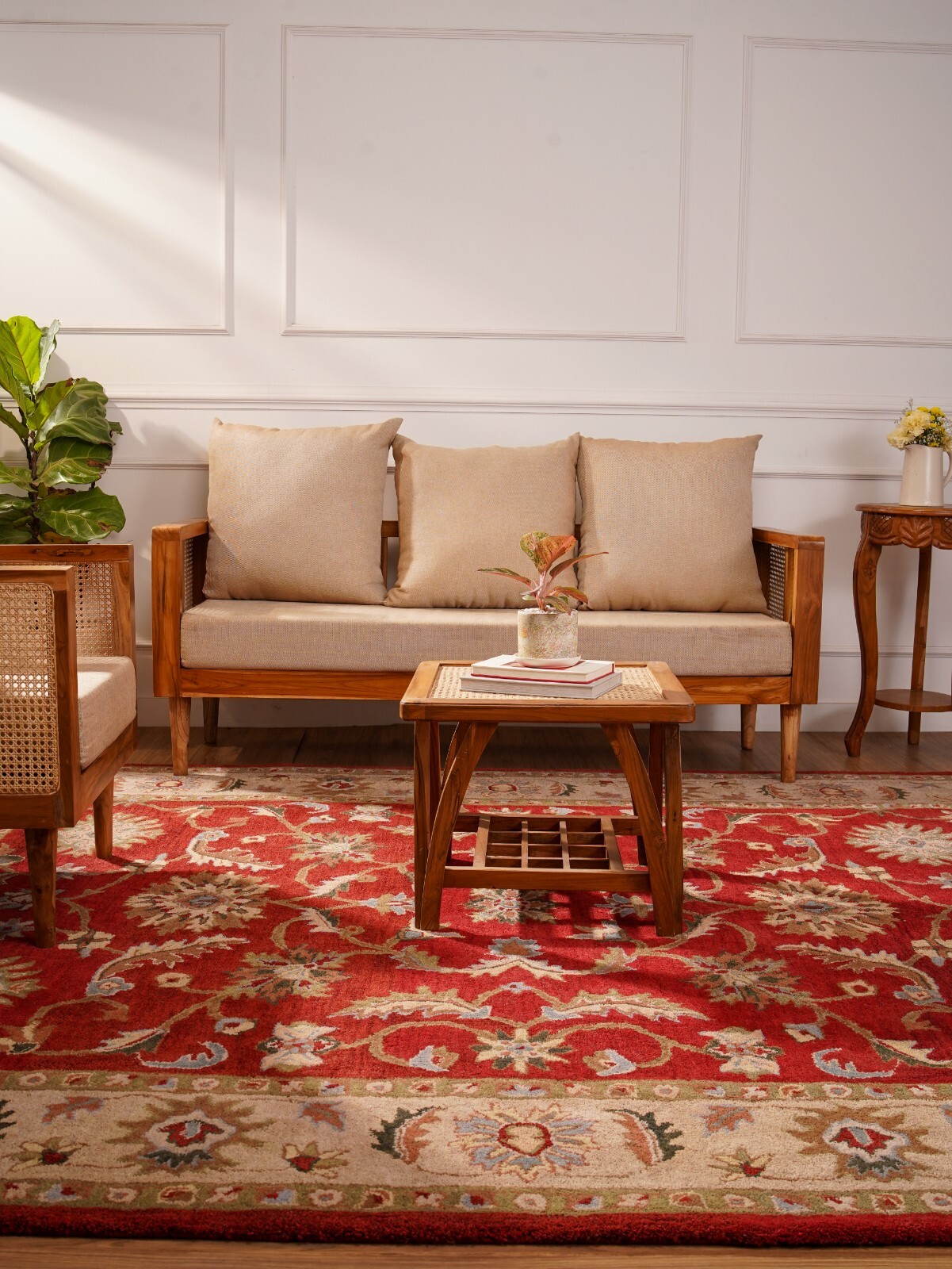 Eco-Friendly Hand Tufted Wool Area Rug Oriental Red Beige BBH Homes BBK00106 gallery