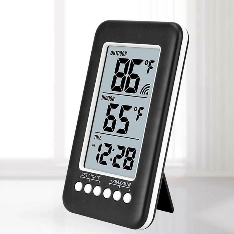 Digital Thermometer Clock Temperature Indoor/Outdoor Wireless Transmitter Meter gallery