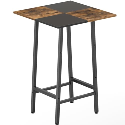 Bar Table, Kitchen Dining Table, Bar Counter Height Rustic Brown + Black
