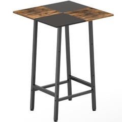 Bar Table, Kitchen Dining Table, Bar Counter Height Rustic Brown + Black