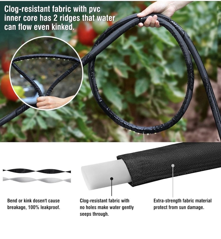 FlatSoaker Hose Garden Irrigation System Drip Watering Flexible Expandable 75ft gallery