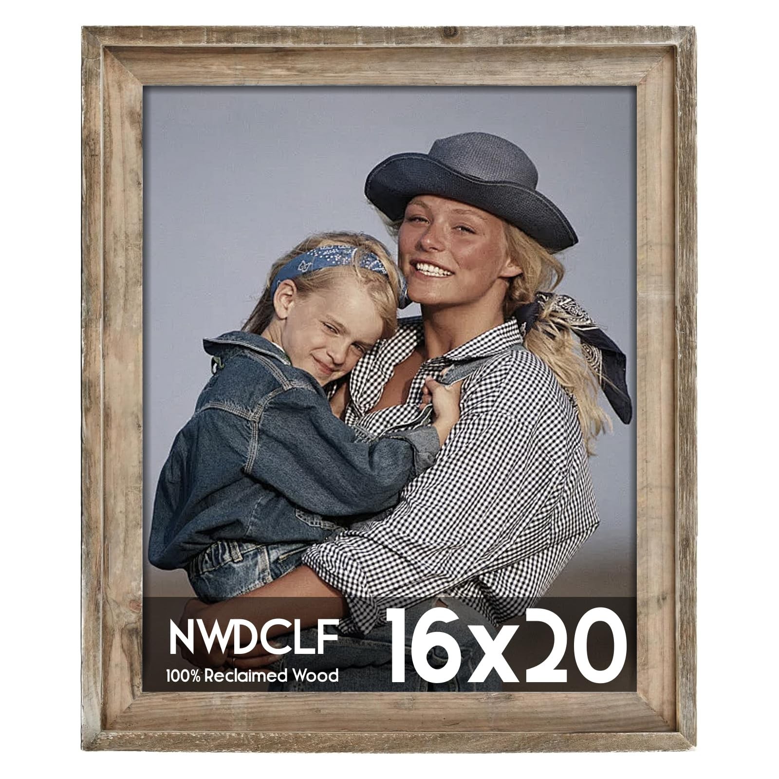 Rustic 16x20 Picture Frame, Reclaimed Barnwood Photo Frame with Plexiglass, D... gallery