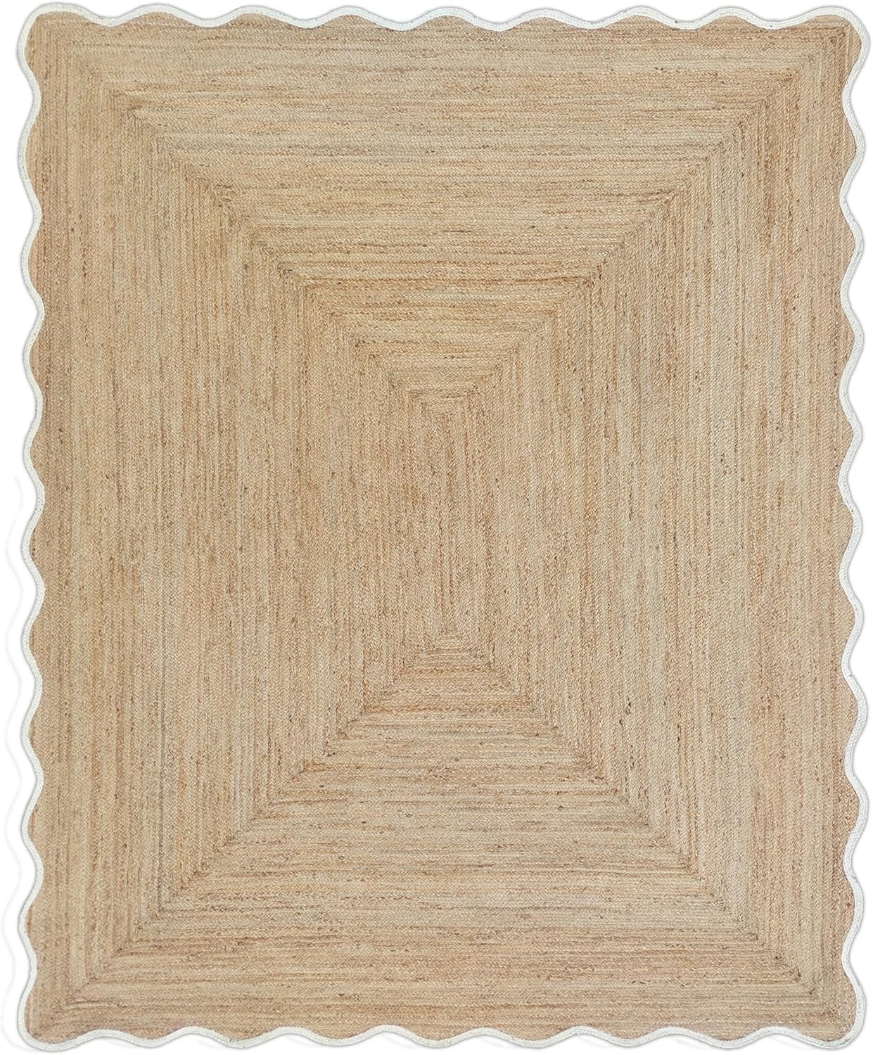 Scallop Rug Natural Jute Braided Carpet Rustic Modern Living Area Floor Rug gallery