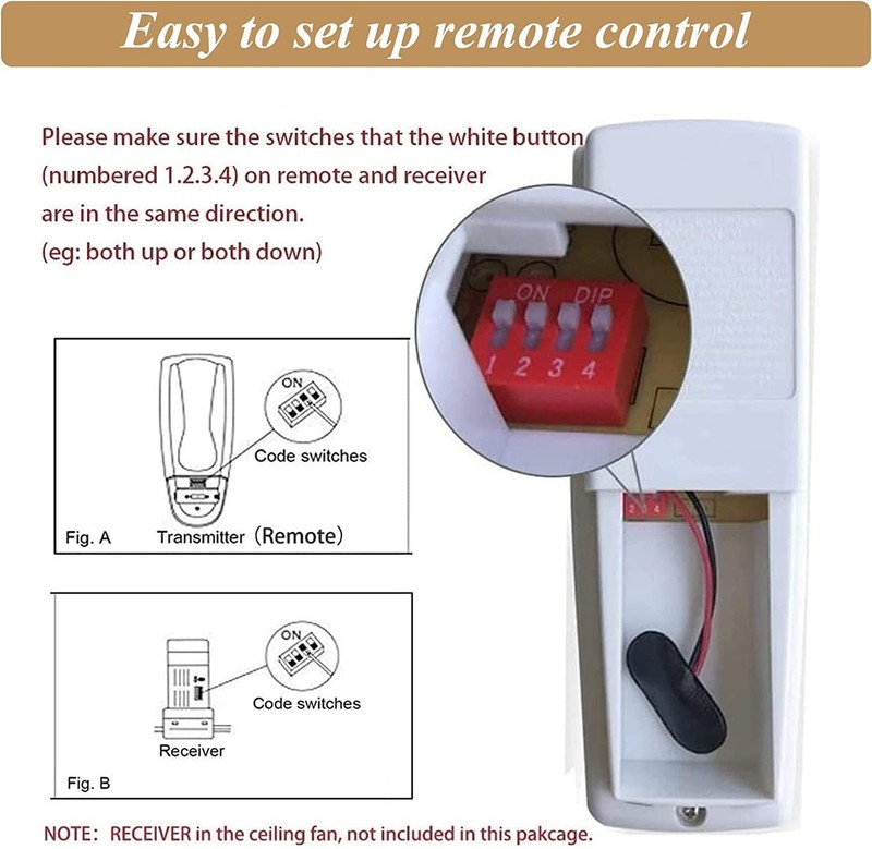 Reversing Ceiling Fan Remote Control for Hampton Bay Hunter UC7078T CHQ7078T gallery