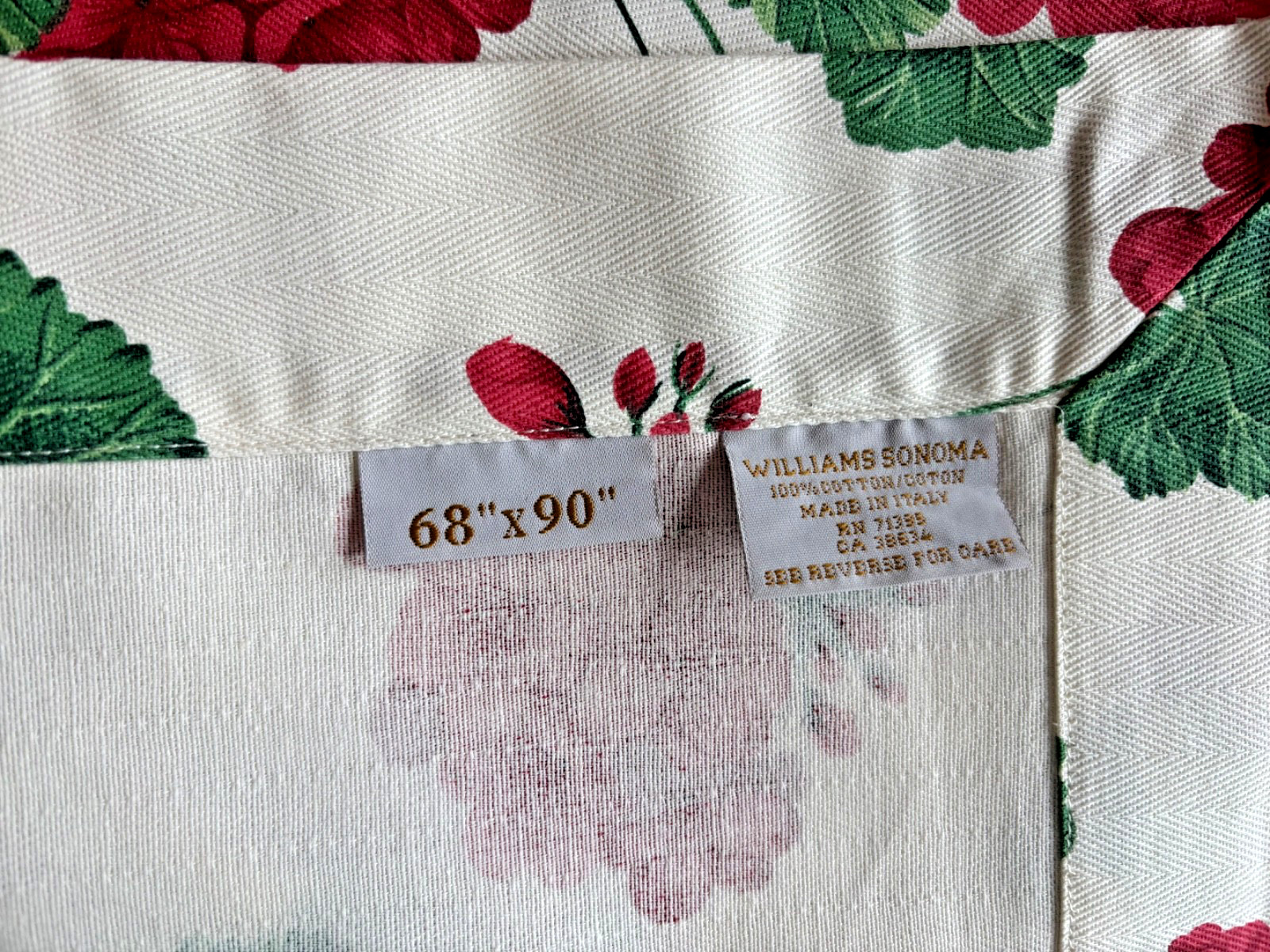 Williams Sonoma Tablecloth Geranium Red 68 X 90 100% Cotton Made in Italy gallery