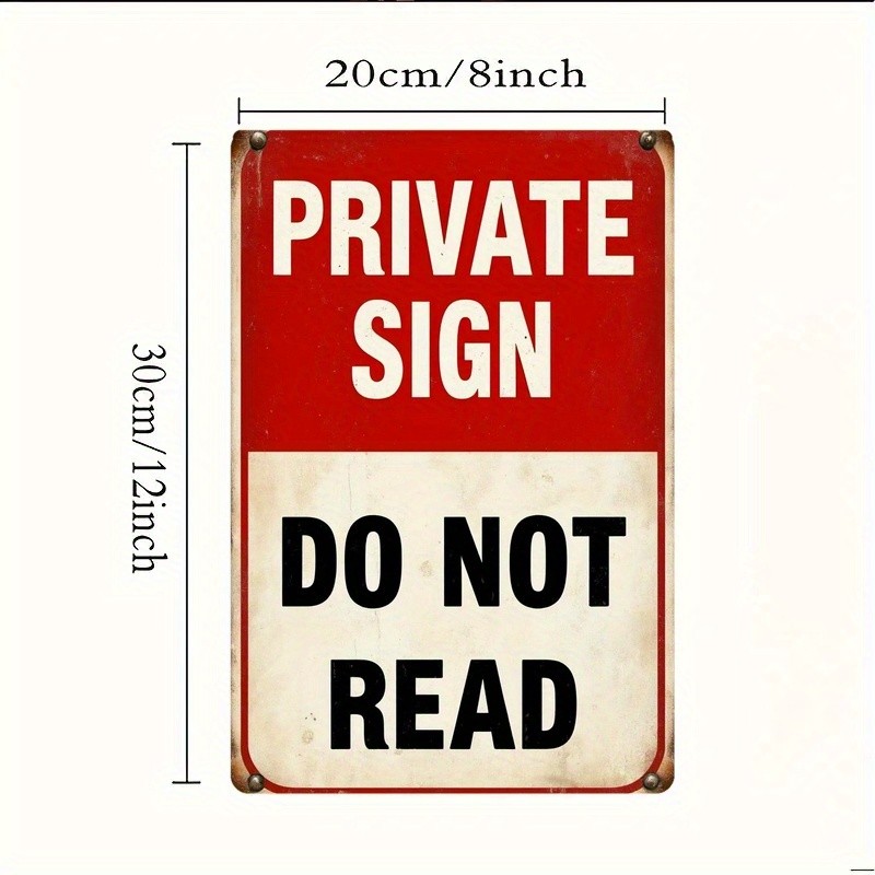Private Sign Do Not Read Metal Sign Funny Home Office Wall Hanging Decoration gallery