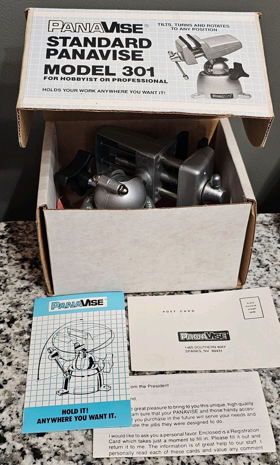 NEW NIB NOS PANAVISE 301 Multi-Angle Vise Swivel 2 1/2" Jaw w/ Orig Box Papers gallery