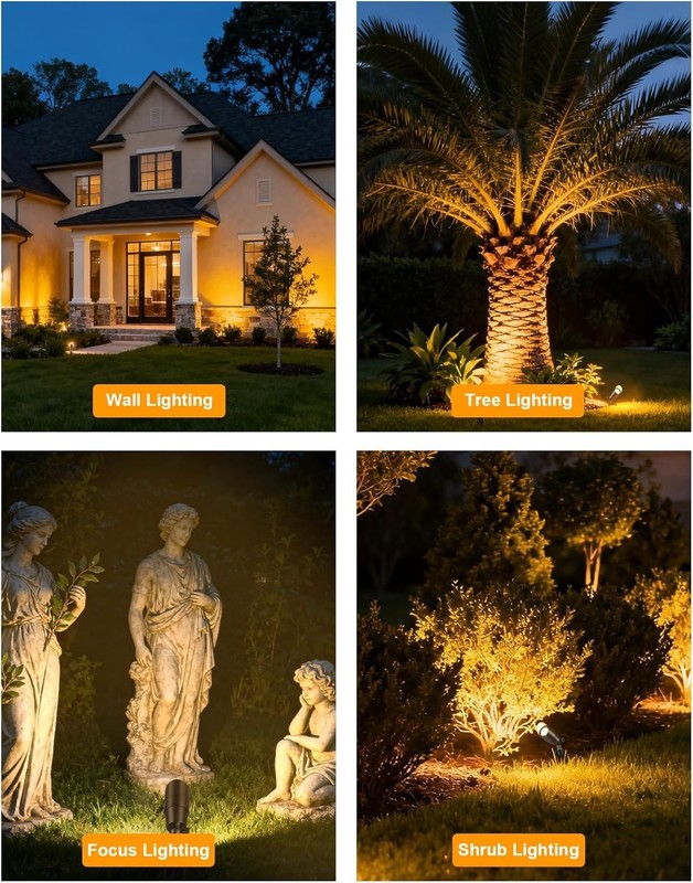 Solid Brass Low Voltage Landscape Lighting, Wired 12V LED Landscape Spotlights w gallery