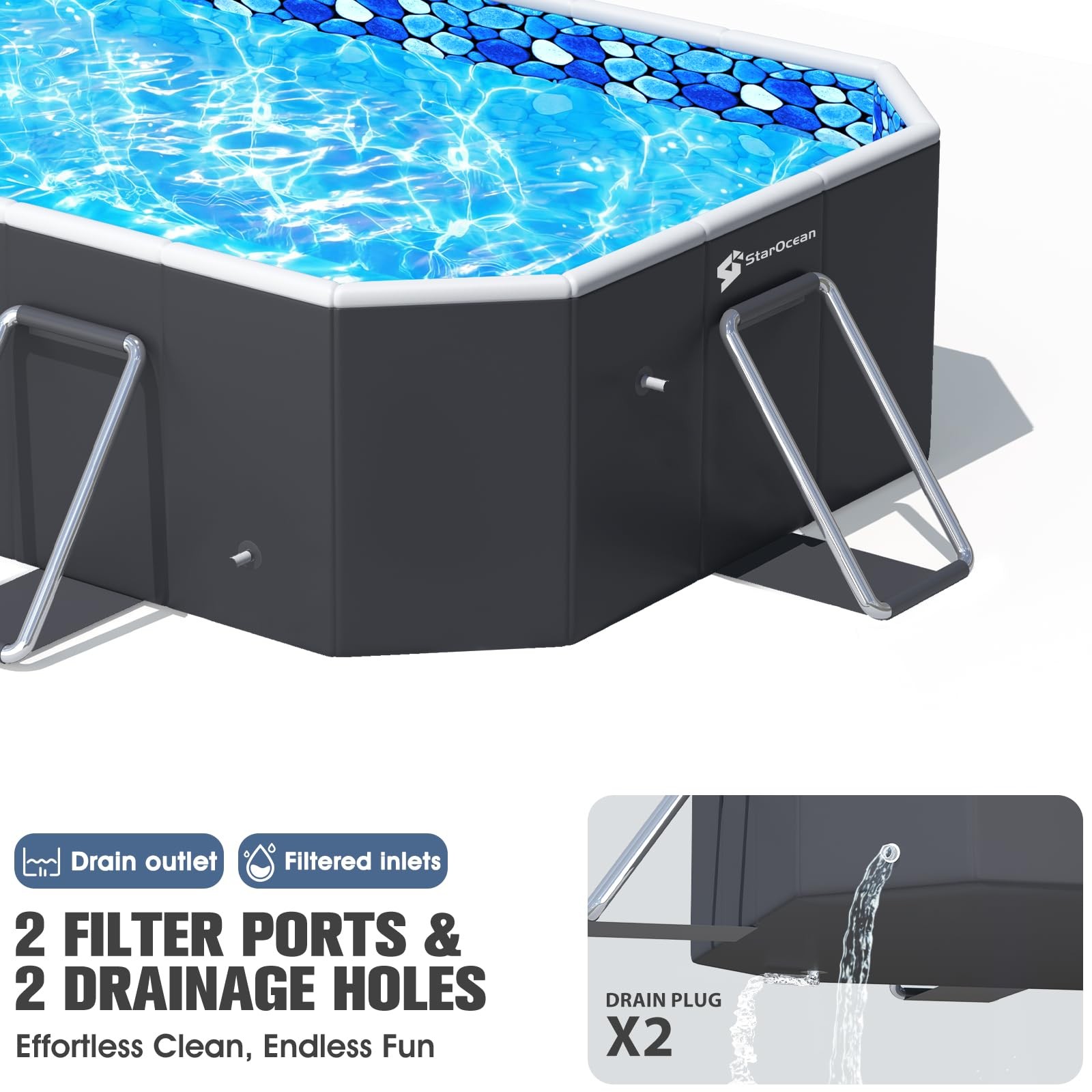 Durable Non Inflatable 90x50x20 Foldable Pool With Canopy For Adults And Kids gallery