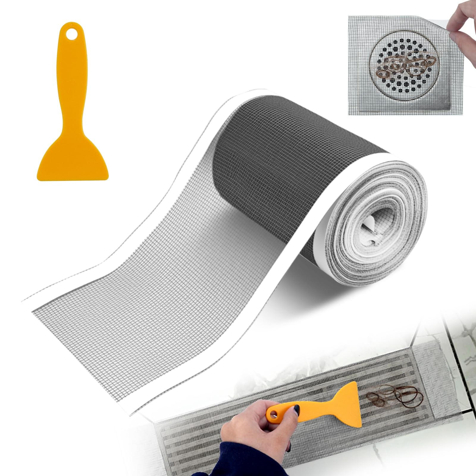 4 Inch x 33 FT Disposable Shower Drain Screen Self-Adhesive Stickers, with Clean gallery