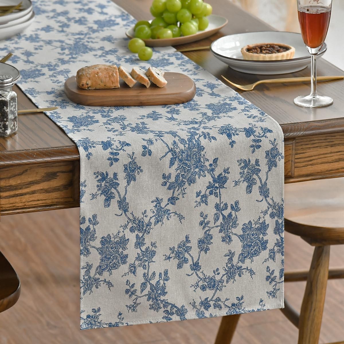 Monochrome Sketch Branch Toile Textures Chinoiserie Cotton DarkGrey Table Runner gallery