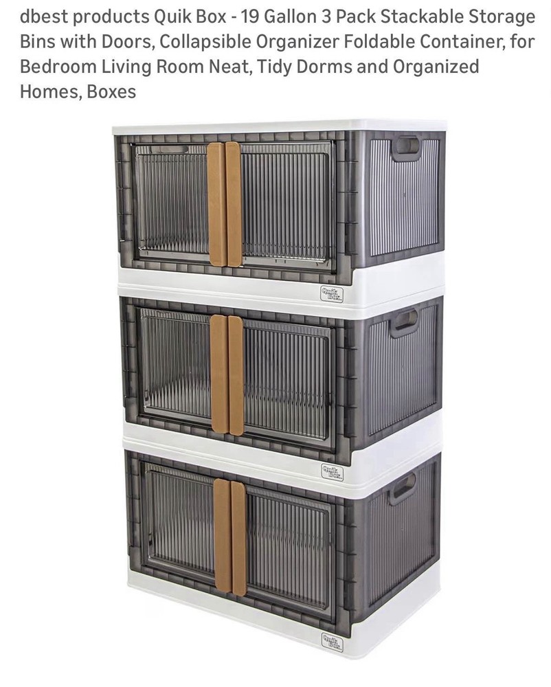 Stackable Foldable Plastic Storage Bin with Doors, 19 Gallon, White . SINGLE