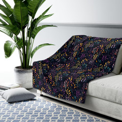 Abstract Trees Pattern Sherpa Blanket Modern Nature Style