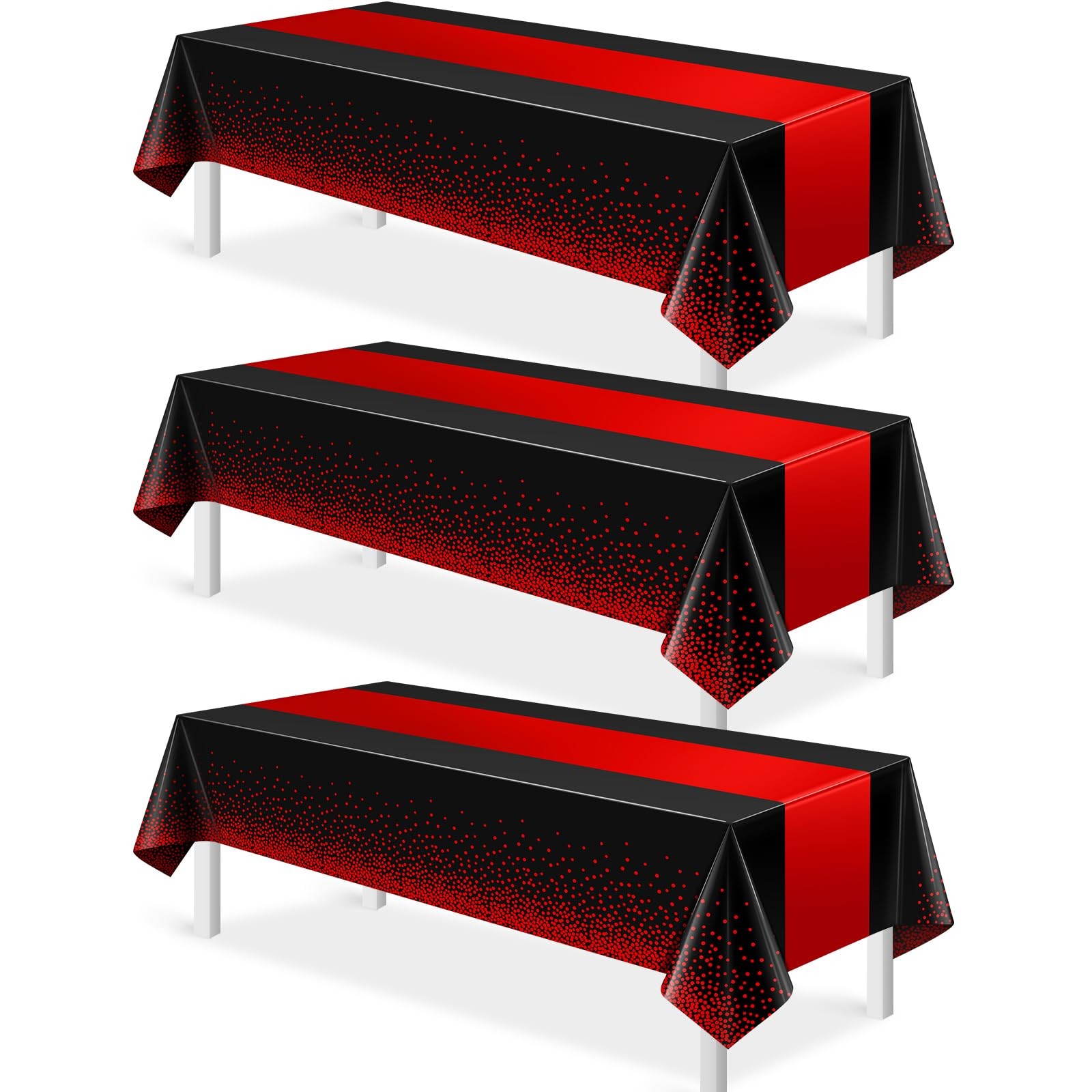 MASHAN 3Pcs Black and Red Tablecloth Party 3 Pack, gallery