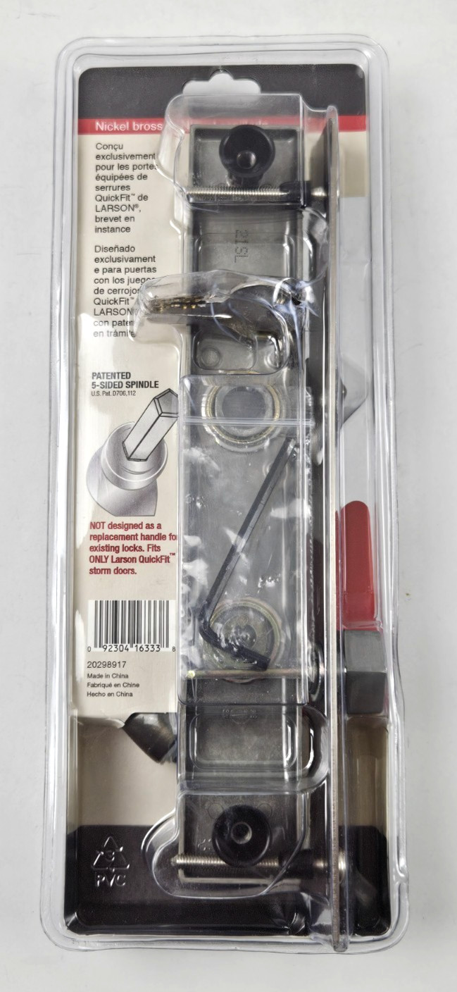 Larson QuickFit Keyed Storm Door Straight Handle Set - Brushed Nickle 20298917 gallery