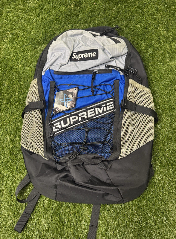 Supreme Backpack Black Blue Gray Nylon Mesh Adjustable, Authenticity Guaranteed