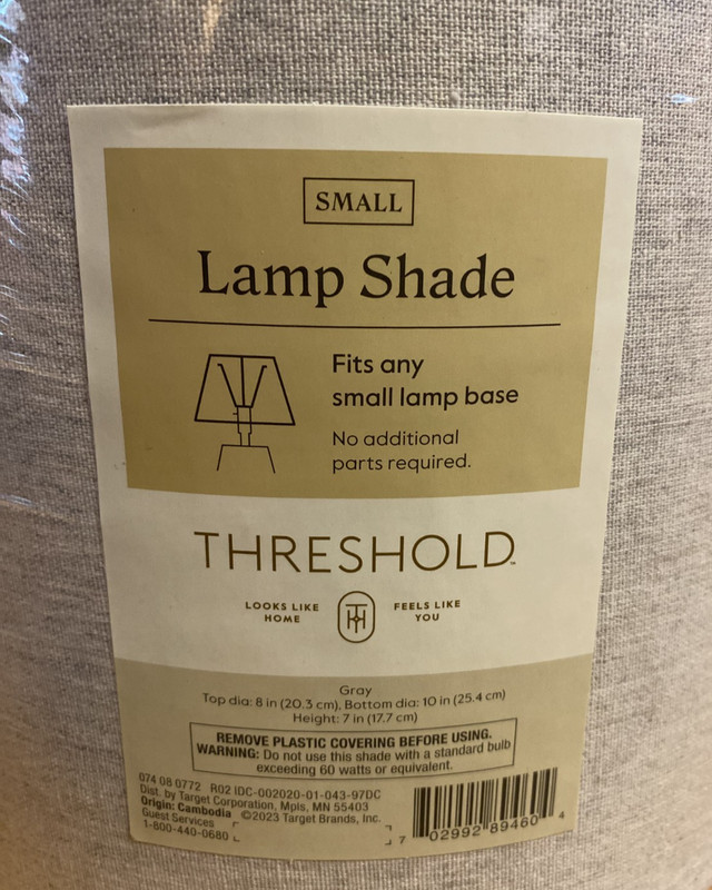 THRESHOLD Small Linen Replacement Lamp Shade Light Gray 8 x 10 x 7 in NEW gallery