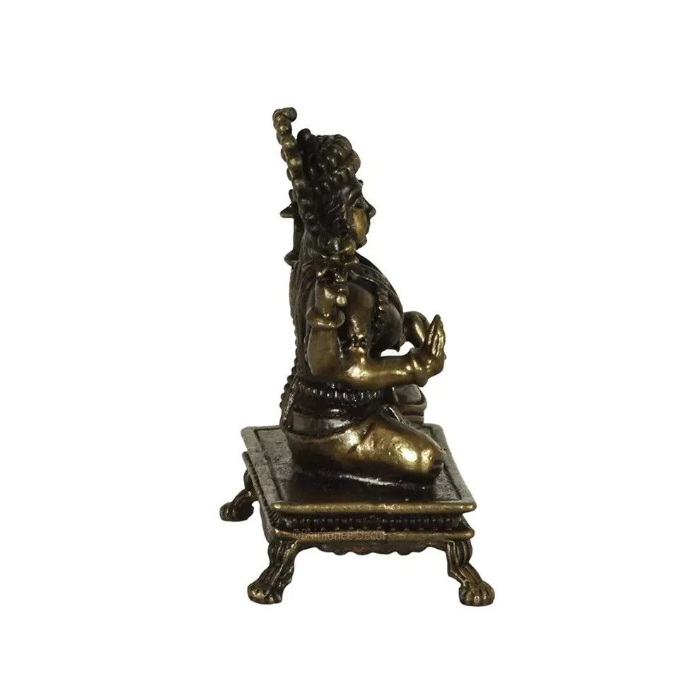 Copper Handmade Small Goddess Lakshmi Statue Rich Patina Antique Finish 2.4'' gallery