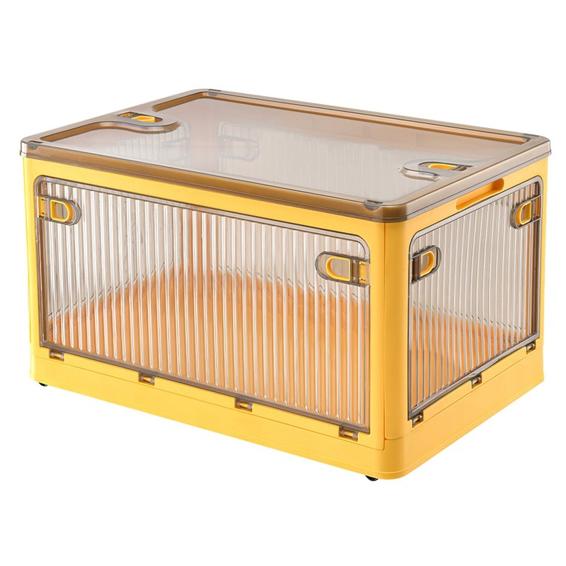 Foldable Wheels Storage Bins with 4 Doors Stackable Closet Organizer Containers gallery