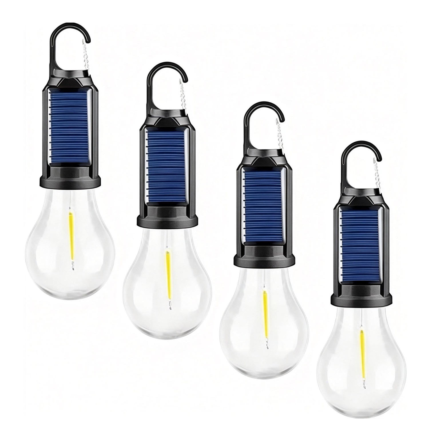 4Pcs Solar Hanging LED Light Bulb Outdoor Waterproof Tent Camping Lights Lamp US gallery