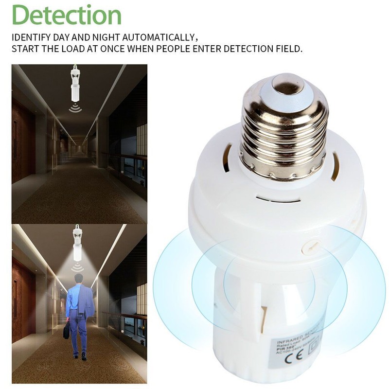 Infrared PIR Motion Sensor E27 LED Light Lamp Bulb Holder Socket Switch 110/220V gallery