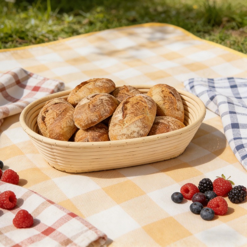 Oval Proofing Fermentation Basket, Rattan Proofing Basket with Liner Cover gallery