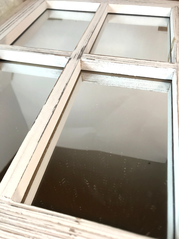 Rustic White Window Pane Wall Mirror Barnwood Farmhouse Distressed Wood 11"x15" gallery