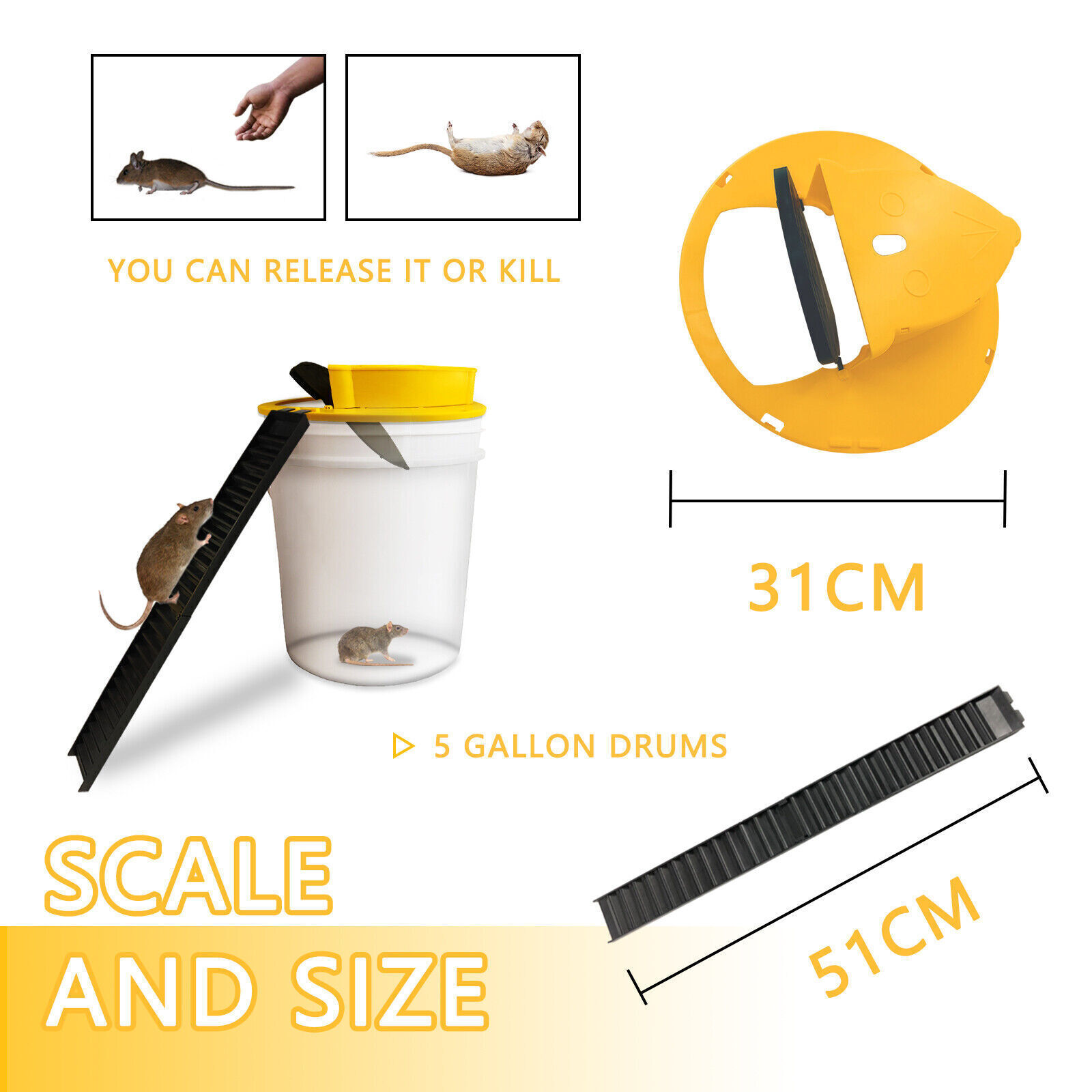 4PACK Bucket Lid Mouse Rat Trap Bucket Mousetrap Catcher US FAST SHIPPING gallery