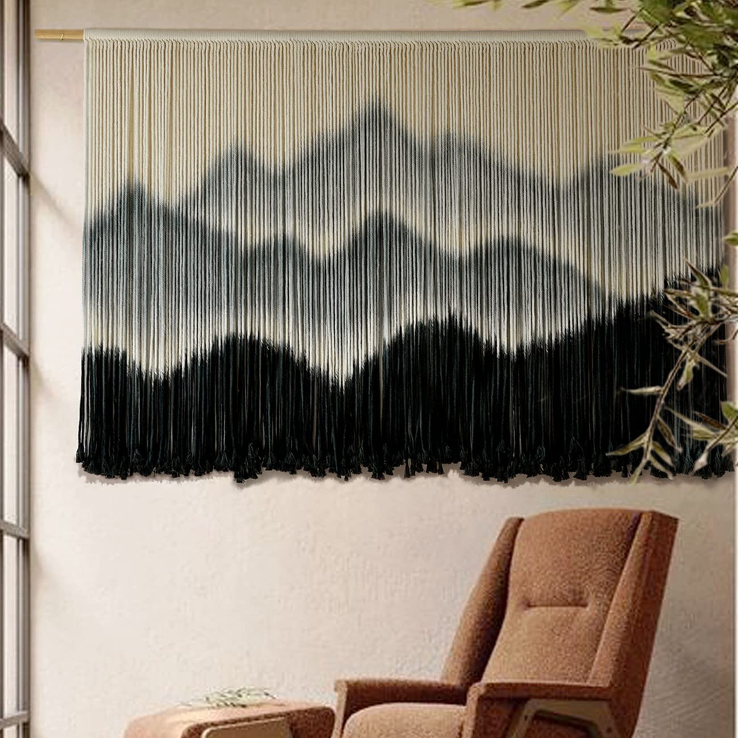 IOWER Macrame Wall Hanging Mountain Dip-Dyed Macrame Wall Decor Lar... Fast Ship gallery