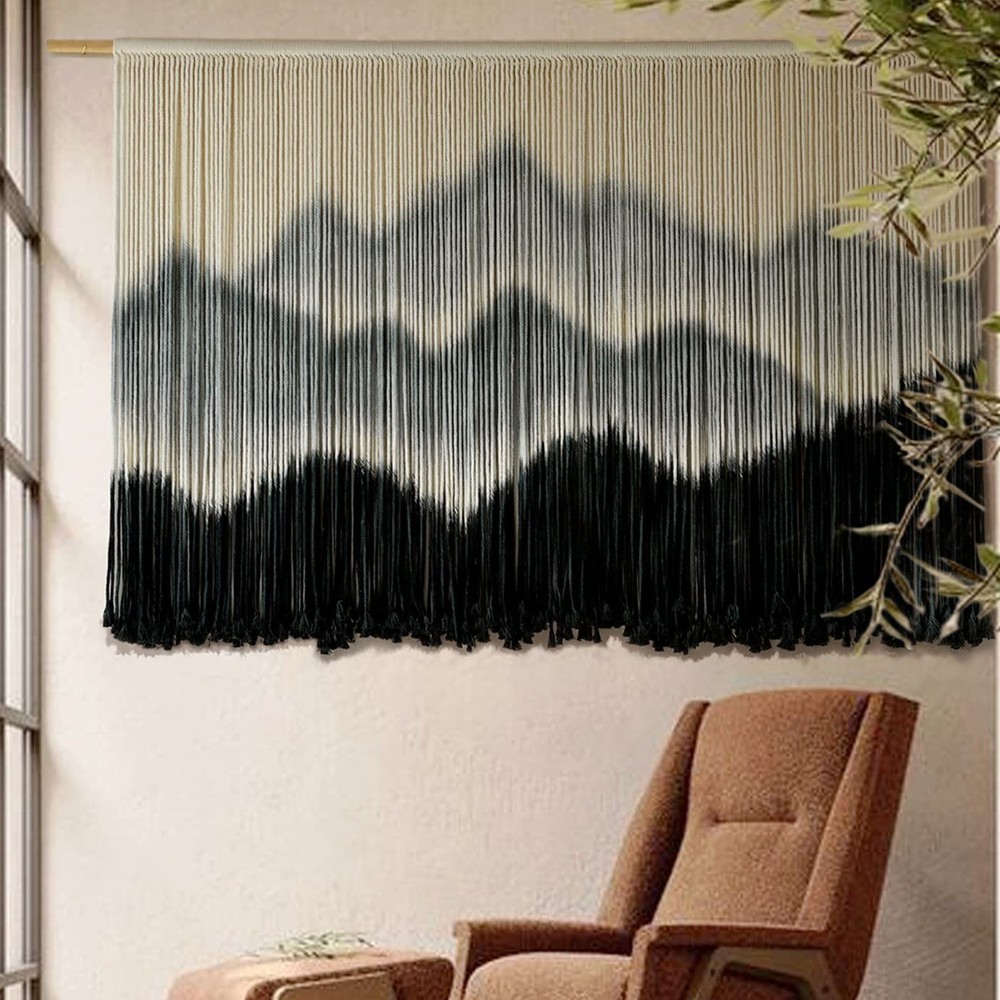 IOWER Macrame Wall Hanging Mountain Dip-Dyed Macrame Wall Decor Lar... Fast Ship
