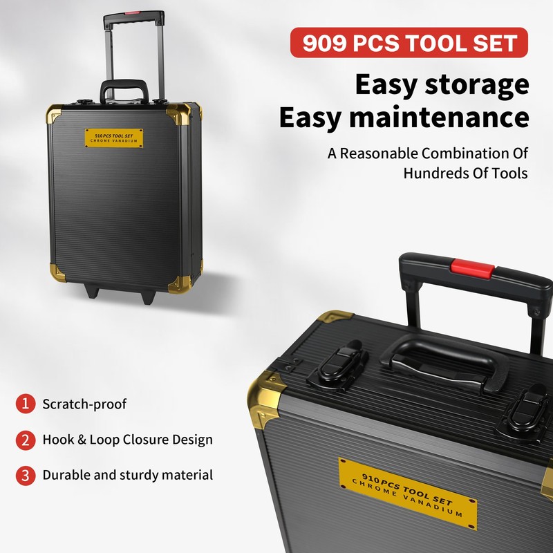 909 PCS Mechanics Tool Set Wrench Socket kit Ratchet Metric Set With Box gallery