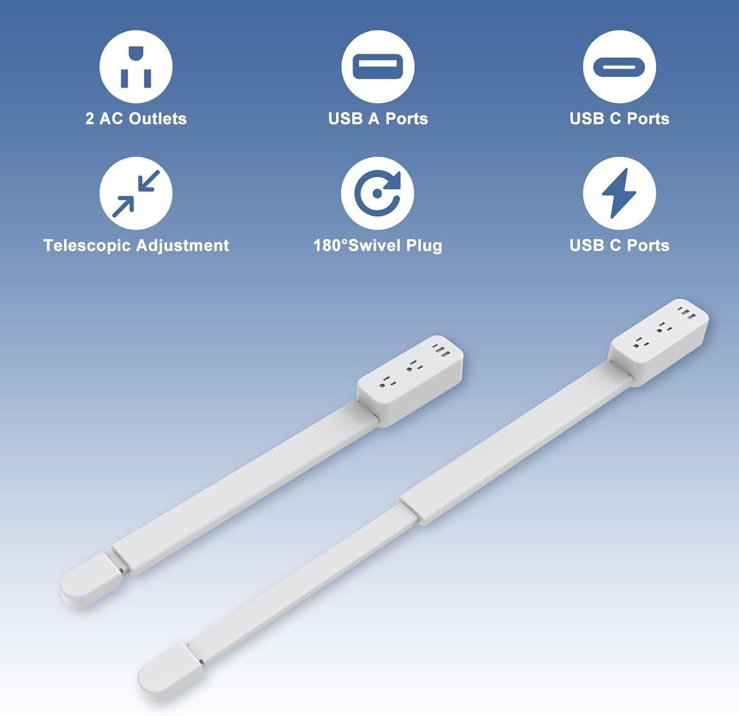 180° Rotating Electrical Outlet Extender, Vertical Power Socket Expander, 2 AC & gallery