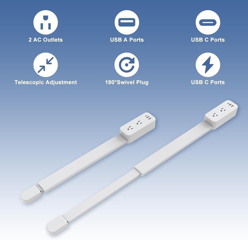 180° Rotating Electrical Outlet Extender, Vertical Power Socket Expander, 2 AC & gallery