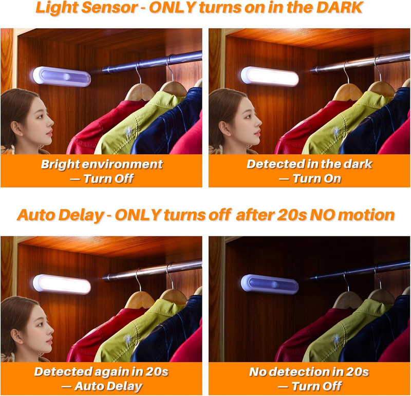 3 Pack 7” Motion Sensor Lights Indoor Battery Operated, Stick on LED Light for C gallery