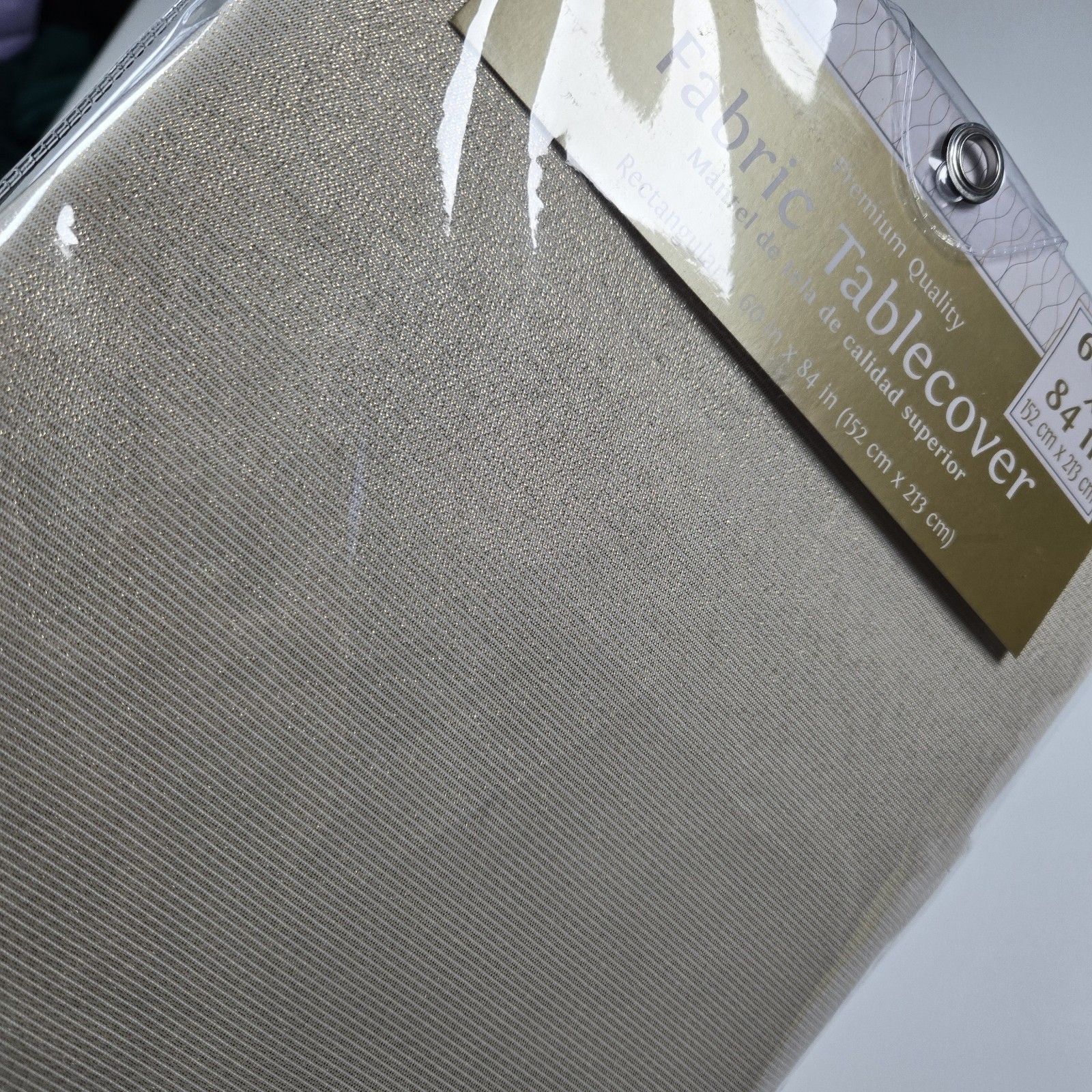 NEW Rectangular 60 in x 84 in (152 cm x 213 cm) fabric tablecover Shimmery Gold gallery