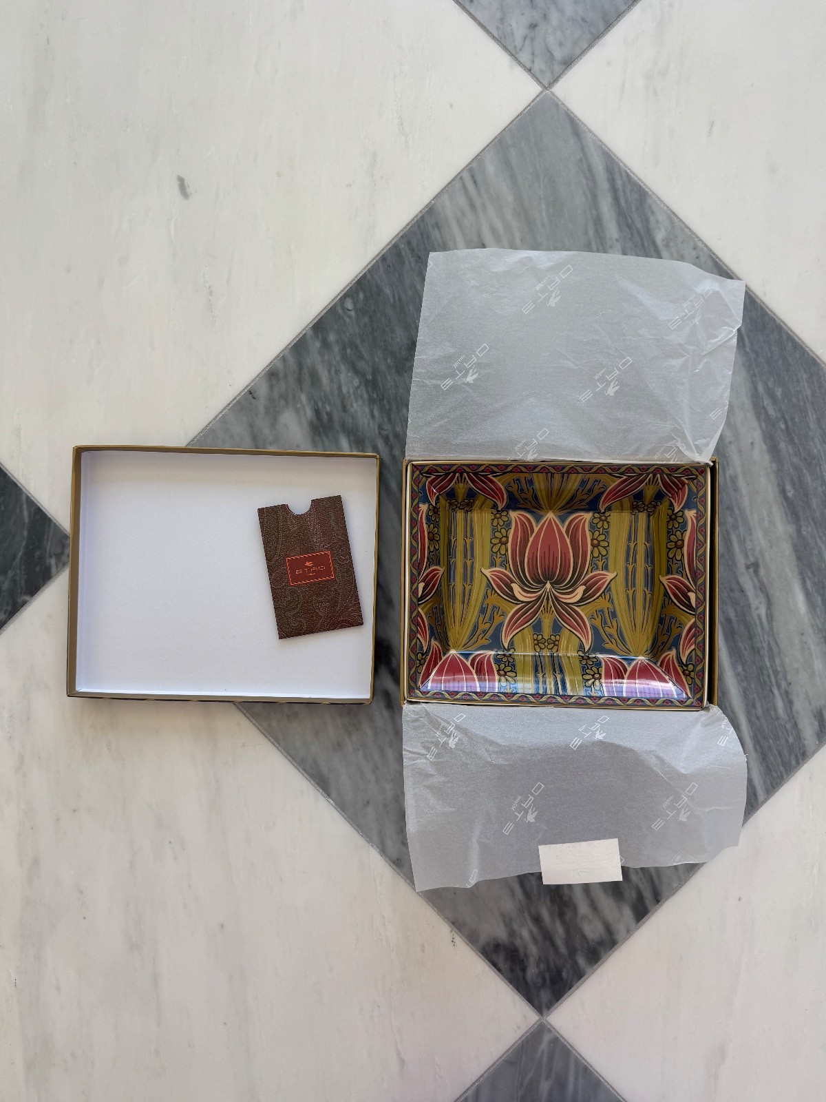 ETRO Rectangular Porcelain Floral Tray Multicolor Decorative Catchall Dish New gallery