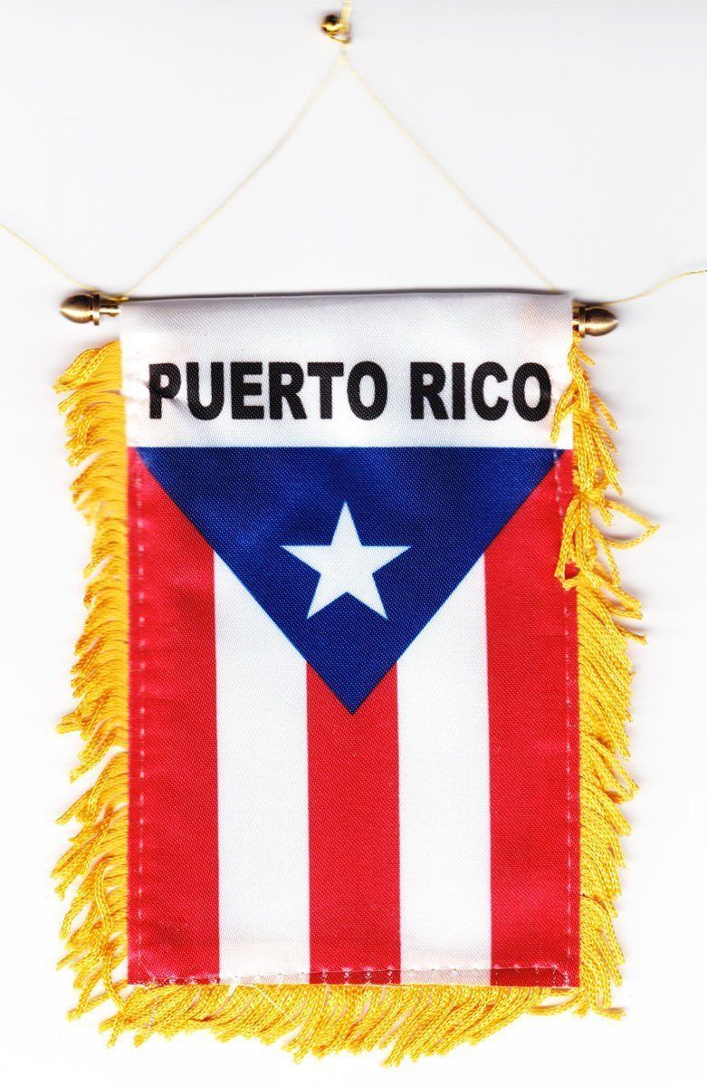 PUERTO RICO MINI BANNER FLAG GREAT FOR CAR & HOME WINDOW MIRROR HANGING 2 SIDED gallery