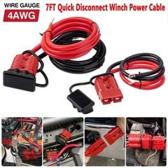 7FT Quick Disconnect Winch Power Cable, 4 AWG 4 Gauge Wiring For Winch Trailer