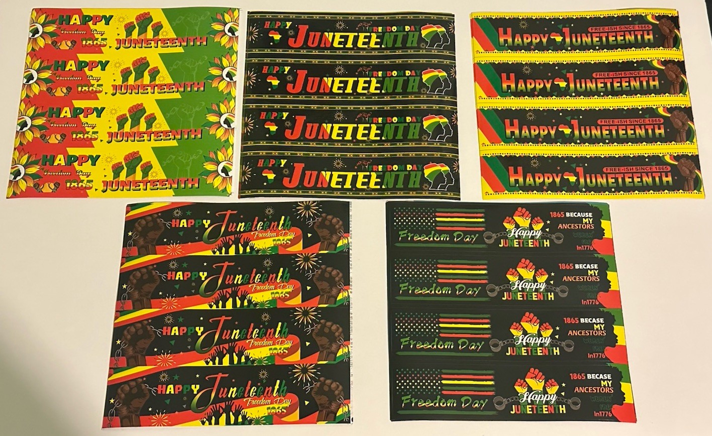 Juneteenth Water Bottle Label /Stickers- 100pcs Happy Juneteenth Party gallery