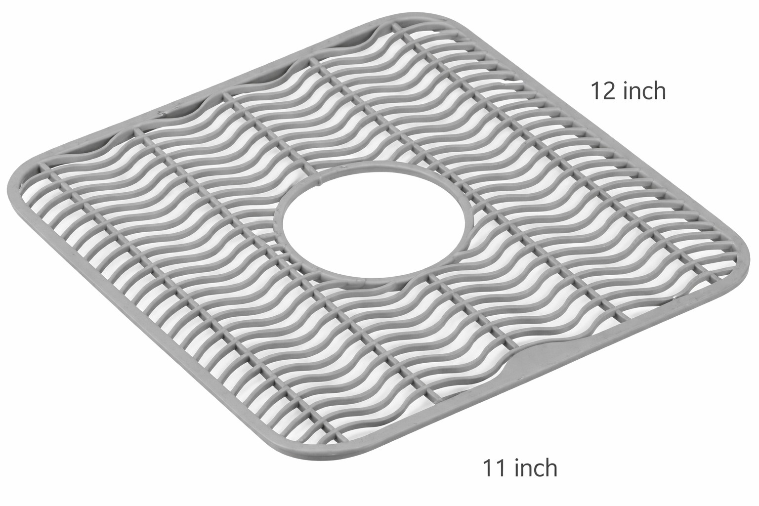 Sink Protector Mat 2 Pack Plastic with Center Drain Cutout Protect Gray 11 x 12" gallery