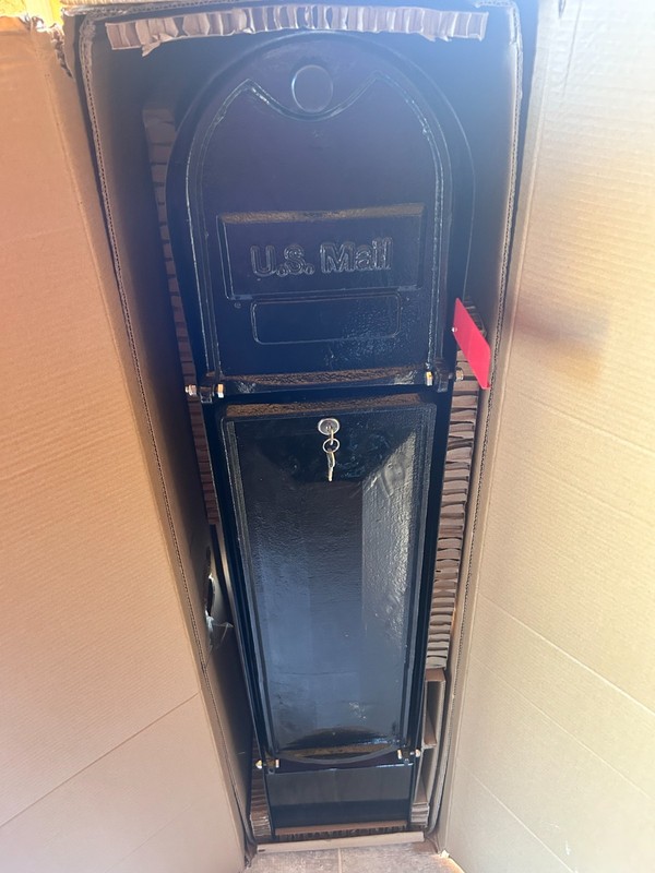 Decorative Cast Aluminum Mailbox Lockable Vault Column 2 Door "Brick In" Black gallery
