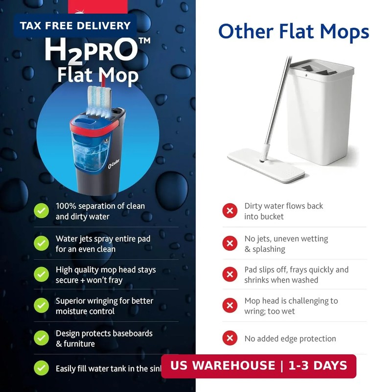 O-Cedar H2prO Flat Mop System | Quick Everyday Cleaning | Dual-Tank Fresh Water gallery