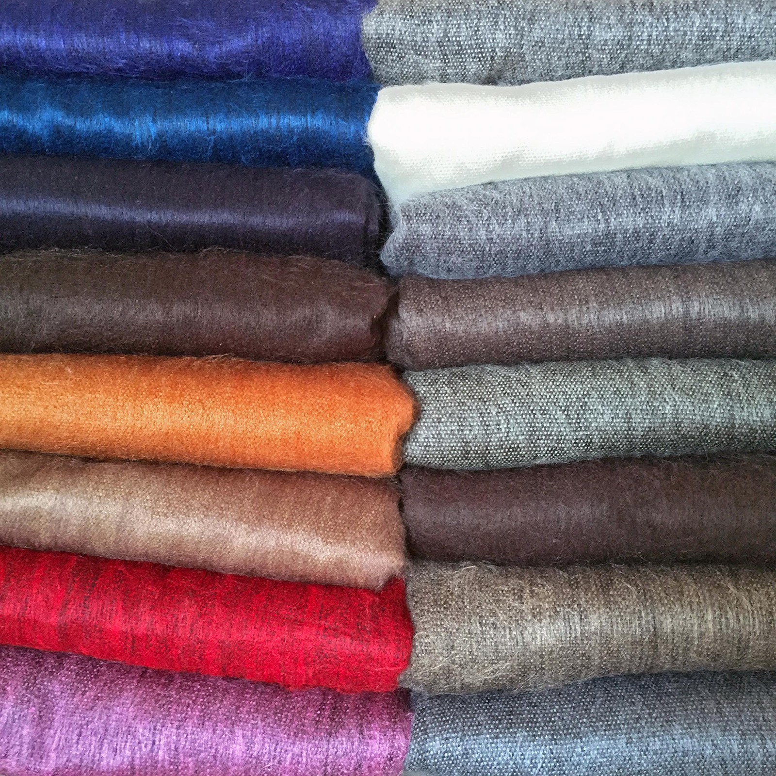 SOFT & WARM MULTICOLOR SOLID PLAIN ALPACA WOOL HANDMADE BLANKET PLAID 90" X 65" gallery