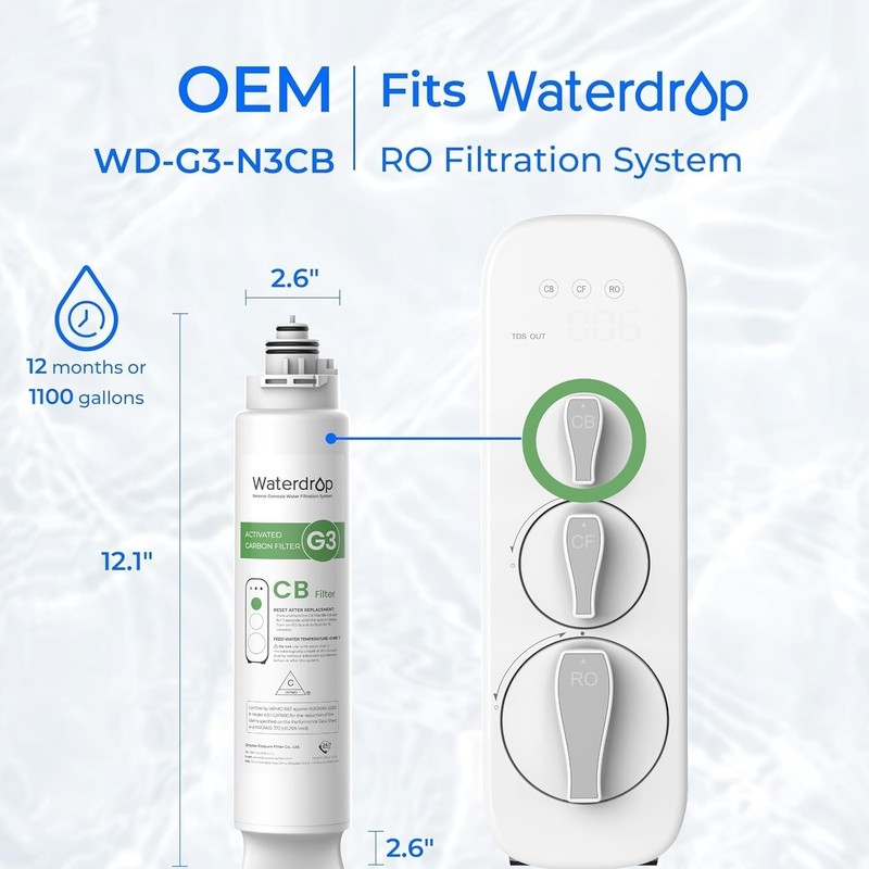 Waterdrop G3 Replacement Filter, Replacement for WD-G3-W 400GPD Reverse Osmosis gallery