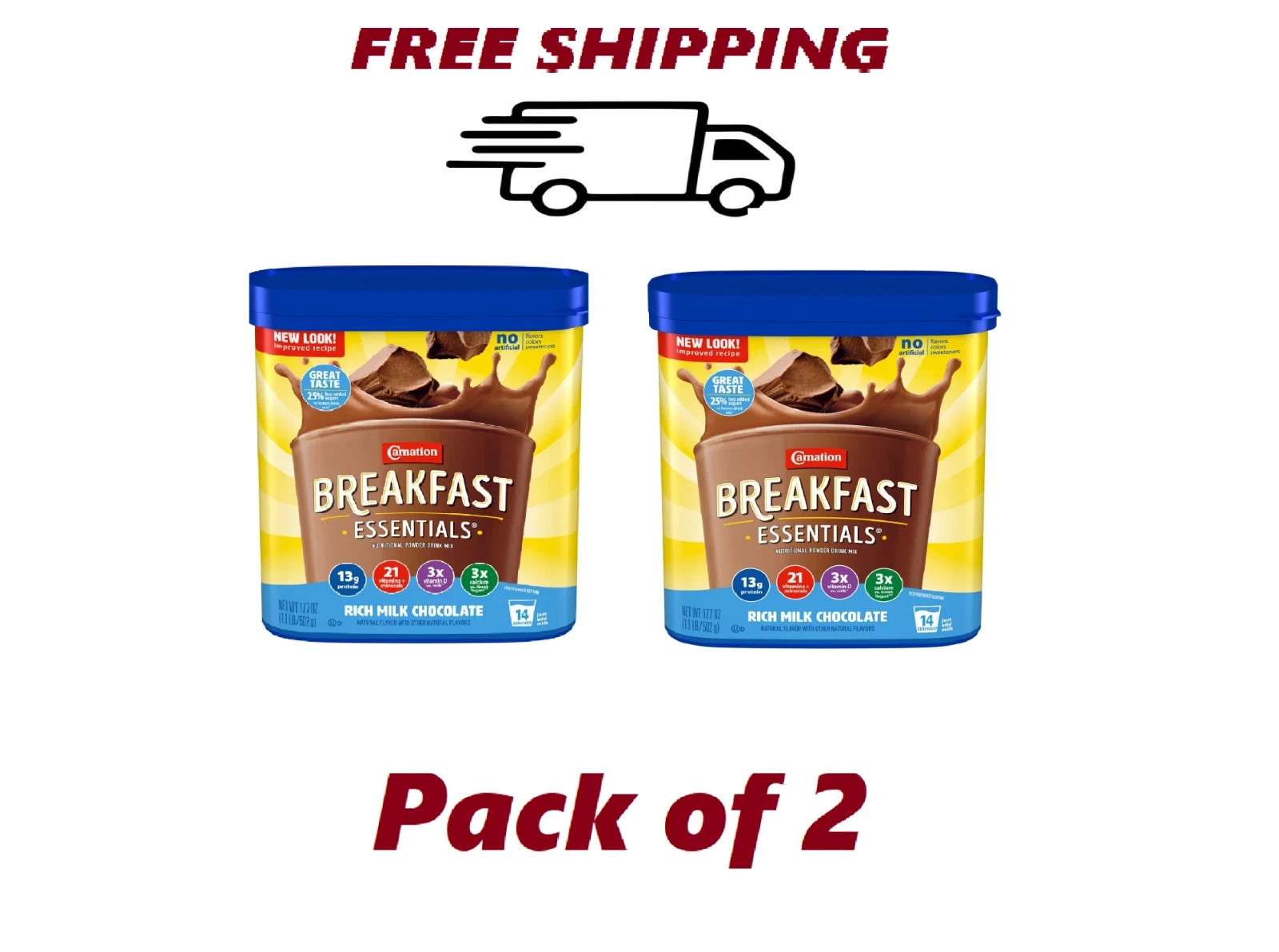 ( 2 PACK) Carnation Breakfast Essentials Powder Shake Milk Chocolate, 17 oz. gallery