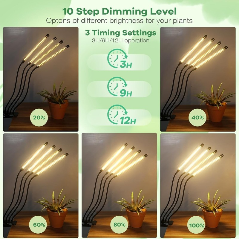 Space-Saving Tabletop LED Grow Lights - 4 Light Sources with Dimmer Control gallery